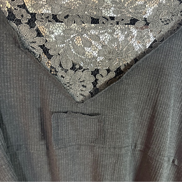 POL - Short Sleeve With Lace Accents - Boho Style - Black - Large - NWOT - Picture 10 of 10